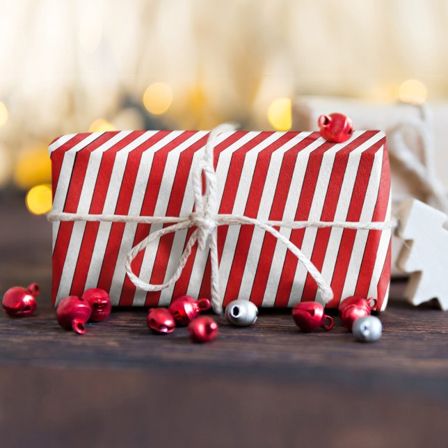 Papel De Seda Candy Cane Stripes Natal Feriado (Simple red and white striped tissue paper)