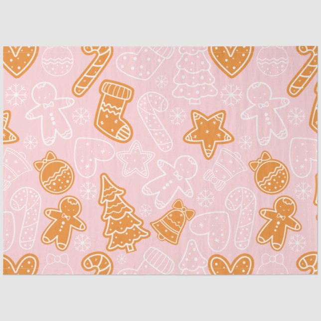 Papel De Seda Candy Canes Gingercake Men Stars Natal (Frente )