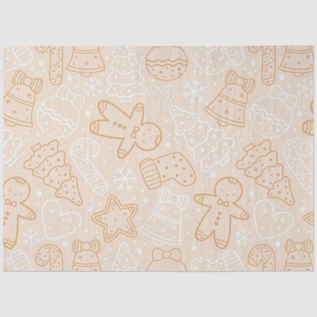 Papel De Seda Candy Canes Gingercake Men Stars Natal (Frente )
