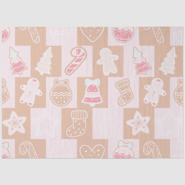 Papel De Seda Candy Canes Gingercake Men Stars Natal (Frente )