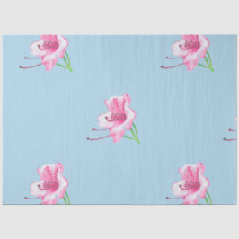 Papel De Seda Caneca azul com Lírios rosa