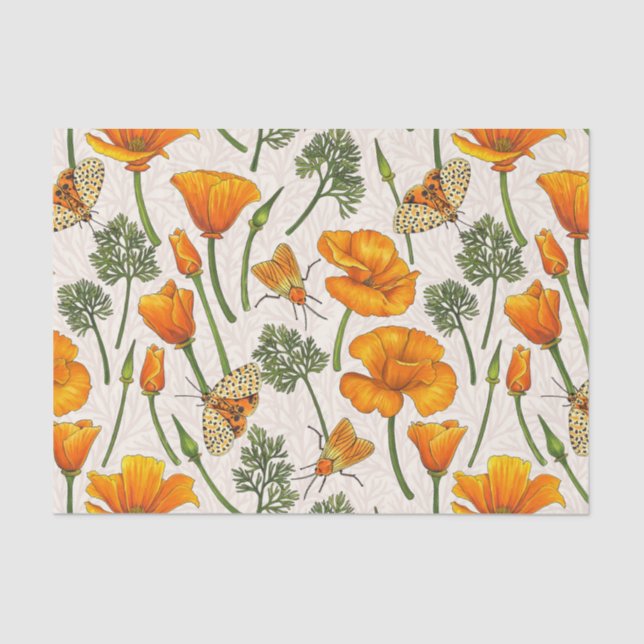 Papel De Seda Canecas e mariposas da Califórnia em branco 2 (Frente )