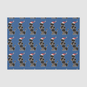 Papel De Seda Caniche preta engraçada na arte do Natal do chap