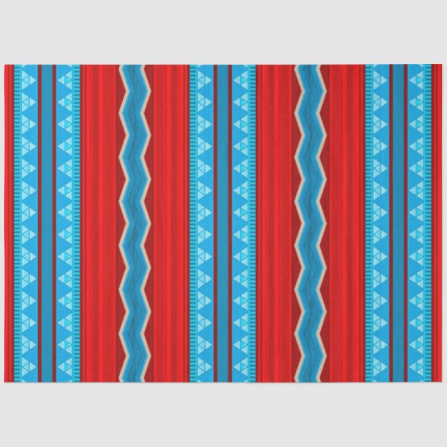 Papel De Seda Cânion do Rio Sudoeste Geométrico Vermelho Turques (Frente )
