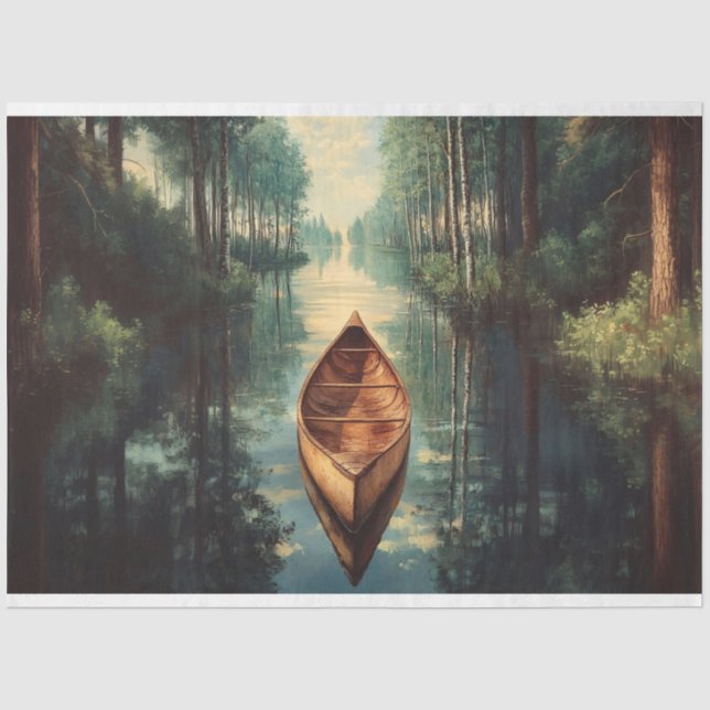 Papel De Seda Canoa em uma Decoupage Cêntica do Rio (Frente )