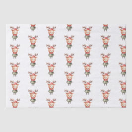 Papel De Seda Canteiro de Floresta Bonita Reindeer Elf de Natal