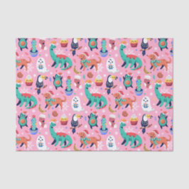 Papel De Seda Cantinho de Natal Dinossauro Papagaio Avocado Cact