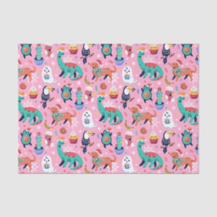 Papel De Seda Cantinho de Natal Dinossauro Papagaio Avocado Cact