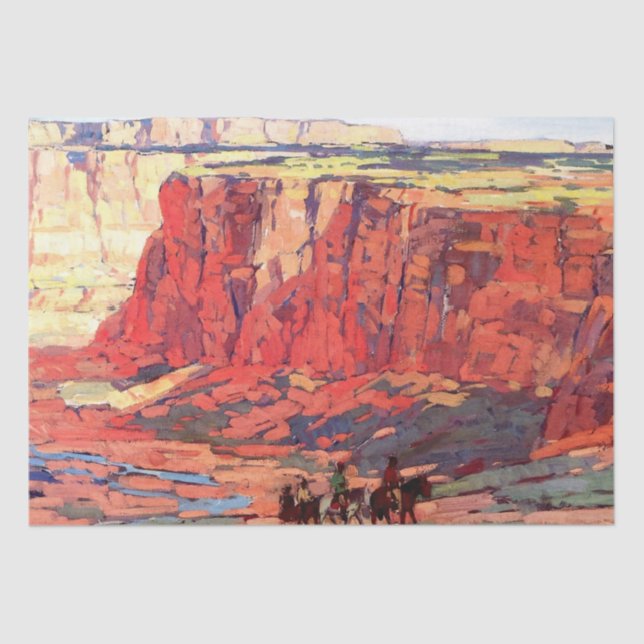 Papel De Seda "Canyon Riders" Arte Ocidental de Edgar Payne (Frente )