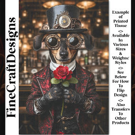 Papel De Seda Cão-Dachshund-Steampunk + desacoplamento AH1O Rosa