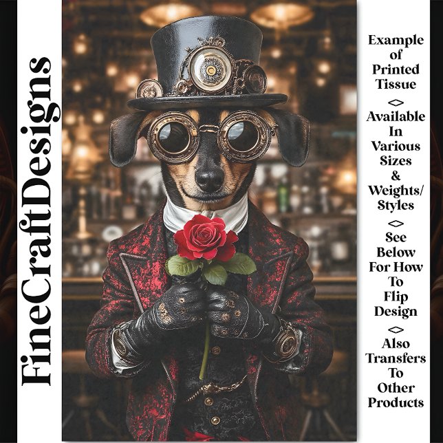 Papel De Seda Cão-Dachshund-Steampunk + desacoplamento AH1O Rosa (Criador carregado)