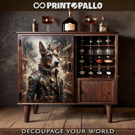 Papel De Seda Cão de pastor alemão Steampunk em uma fornalha 