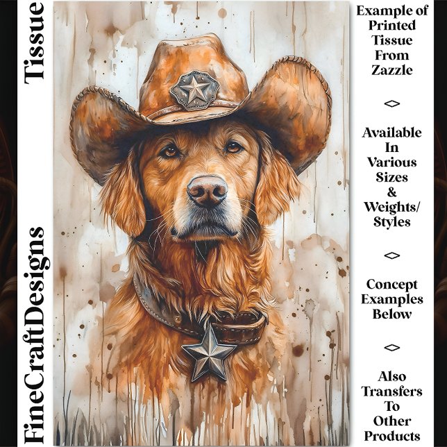 Papel De Seda Cão do Faroeste, Golden Retriever DD2 Decoupage (Criador carregado)