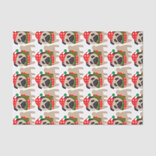Papel De Seda Cão do Pug do feriado do Feliz Natal