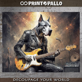 Papel De Seda Cão Dogue Alemão tocando guitarra elétrica