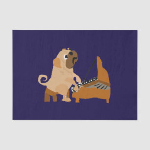 Papel De Seda Cão engraçado do Pug que joga o piano