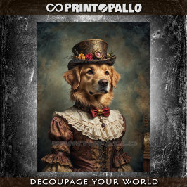 Papel De Seda Cão Golden Retriever vestido de nobre e elegante