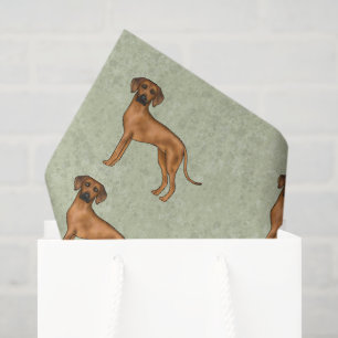 Papel De Seda Cão Leão Africano Rhodesian Ridgeback Padrão Verde