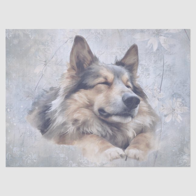 Papel De Seda Cão Pastor Alemão Aquarela (Frente )