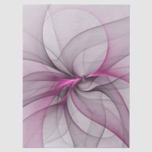 Papel De Seda Caos Moderno Elegante Arte Fractal Abstrato Rosa