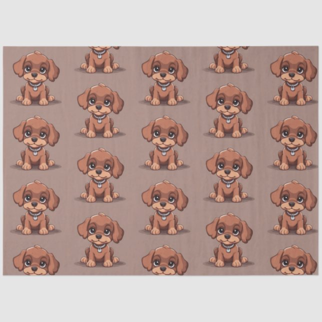 Papel De Seda Cãozinho castanho-branco (Frente )