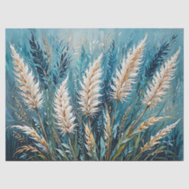 Papel De Seda Capim-das-pampas floral azul