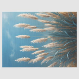 Papel De Seda Capim-das-pampas floral azul