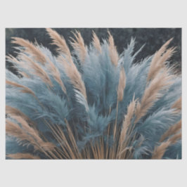 Papel De Seda Capim-das-pampas floral azul