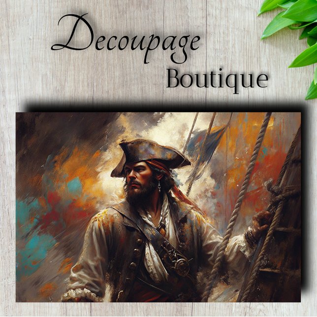 Papel De Seda Capitão Pirata Decoupage (Pirate Captain Decoupage Tissue Paper)