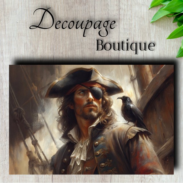 Papel De Seda Capitão Pirata Raven Decoupage (Pirate Captain Raven Decoupage Tissue Paper)