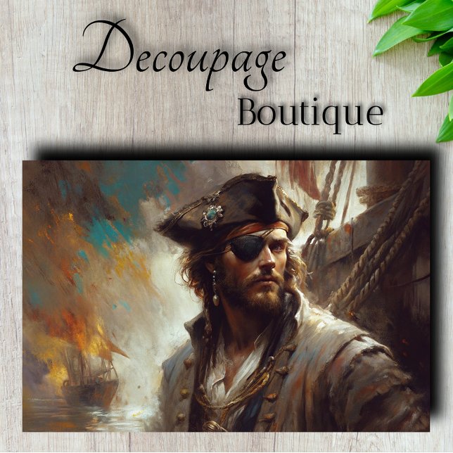 Papel De Seda Capitão Pirata Revestido a Joias Decoupage (Jeweled Pirate Captain Decoupage Tissue Paper)