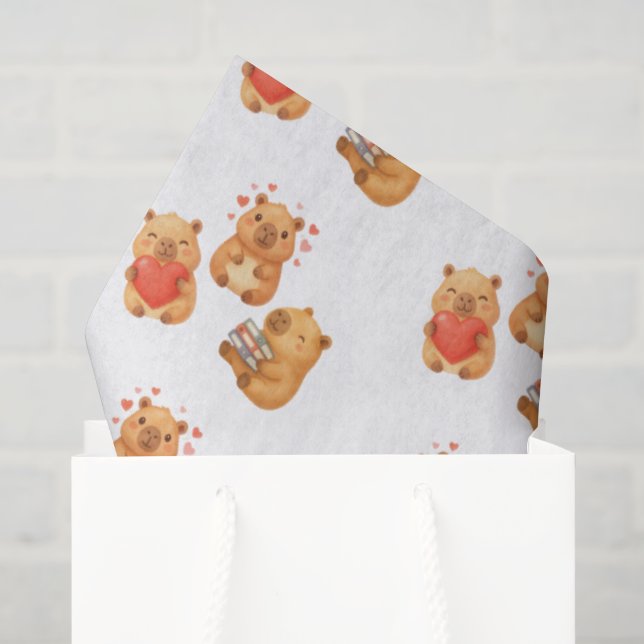 Papel De Seda Capivara Fofo em Aquarela (Sacola de presentes)