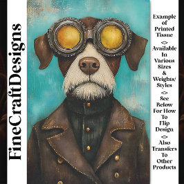 Papel De Seda Capricho Steampunk Cachorro Fofo com Óculos Z2 Dec