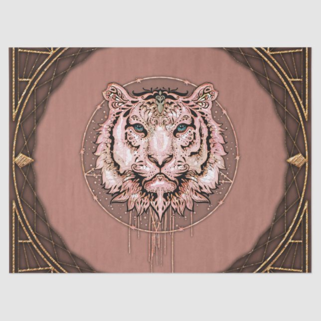 Papel De Seda Captivação e representação artística de um tigre (Frente )