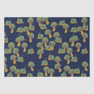 Papel De Seda Caracóis e Cogumelos Retro-Caracóis