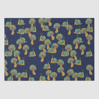 Papel De Seda Caracóis e Cogumelos Retro-Caracóis