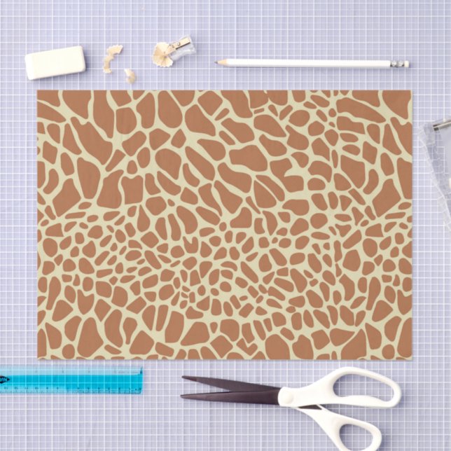 Papel De Seda Caramel Brown Beige Giraffe Animal Print Decoupage (Arte )