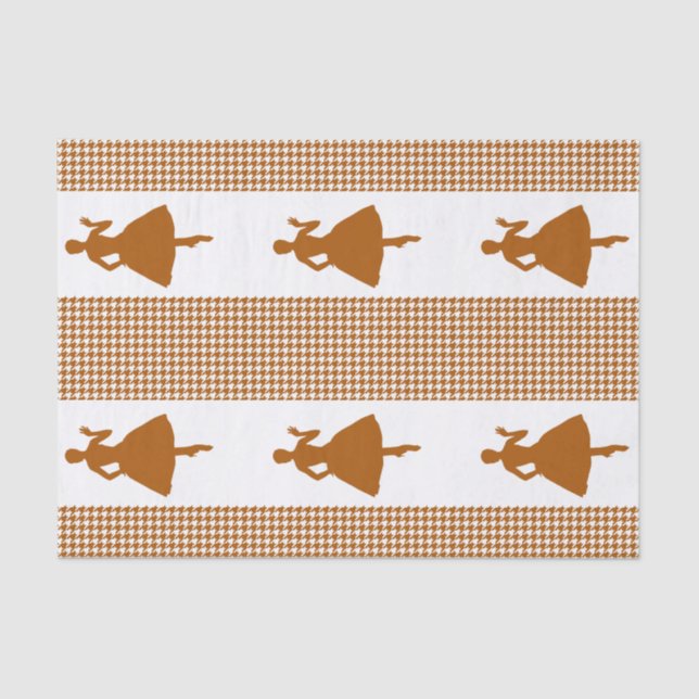 Papel De Seda Caramel Modern Houndstooth com Fashion Silhouette (Frente )