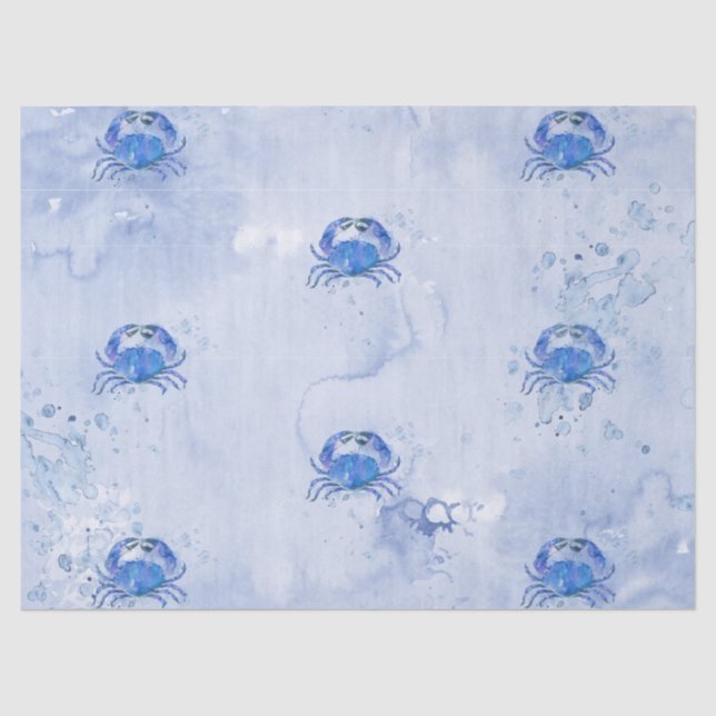 Papel De Seda Caranguejo Azul Aquarela (Frente )