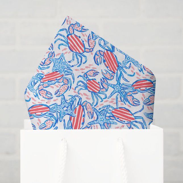 Papel De Seda Caranguejos Patrióticos Elegantes (Sacola de presentes)