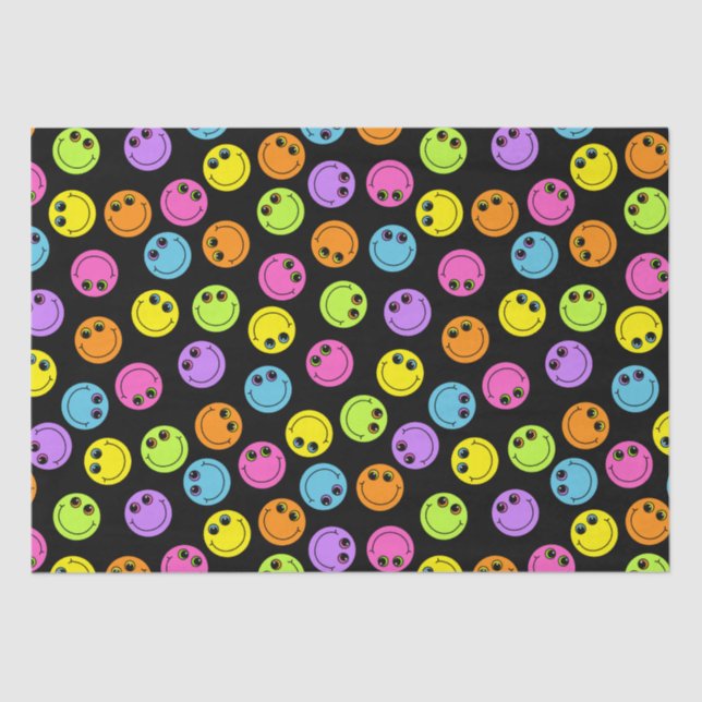 Papel De Seda Caras coloridas no preto (Frente )