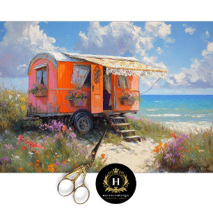 Papel De Seda Caravana Cigana de Decoupage de Praia Boho Brilhan