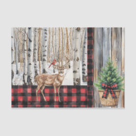 Papel De Seda Cardeal e veado de inverno em cenário de férias