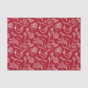 Papel De Seda Cardinal perfurado, Pinecones e Red Berries de inv