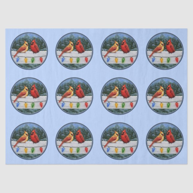 Papel De Seda Cardinhos e Luzes de Natal Azul (Frente )