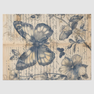 Papel De Seda Carimbo de borboleta de tinta monocromática retror