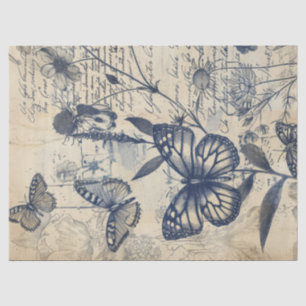 Papel De Seda Carimbo de borboleta de tinta monocromática retror