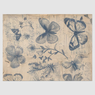 Papel De Seda Carimbo de borboleta de tinta monocromática retror