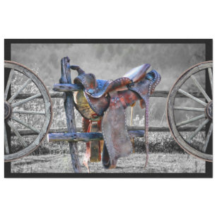 Papel De Seda Carneiro Saddle Corral Fence Western Wagon Wheels 