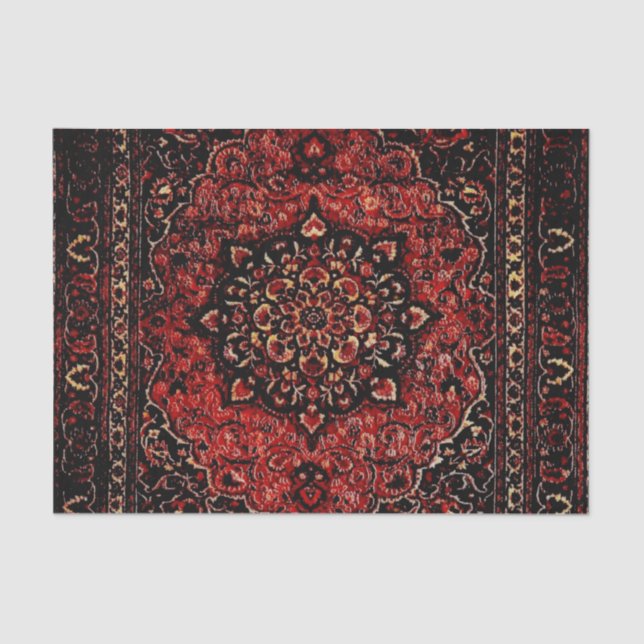 Papel De Seda Carpete persa em campo de cor rosa (Frente )